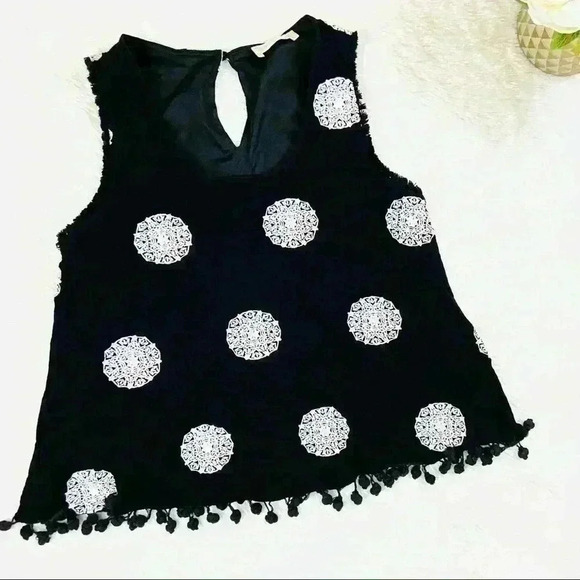 Altar’d State Rayon Embroider Pom Sleeveless Top - Picture 1 of 14